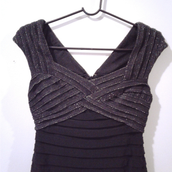 Adrianna Papell Petite Black Silver Cocktail Dress - Picture 2 of 5